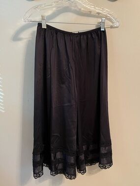 Black Vintage Lace Hem Culotte Pettipants Slip Size M